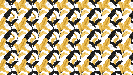 Papier peint feuilles noires et dorées Motif élégant de feuillage stylisé sur fond clair