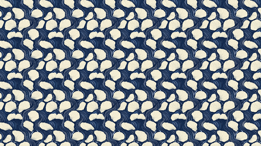 Papier peint feuilles ondulées Motif de feuilles blanches sur fond bleu marine