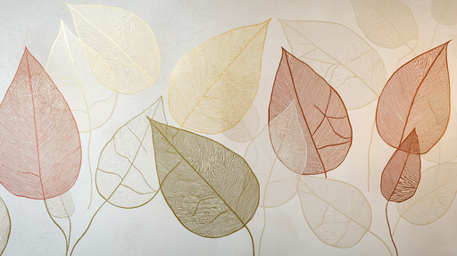 Papier peint feuilles Panel de couleurs pastel