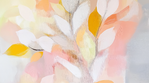 Papier peint feuilles pastel Douces feuilles sur fond lumineux