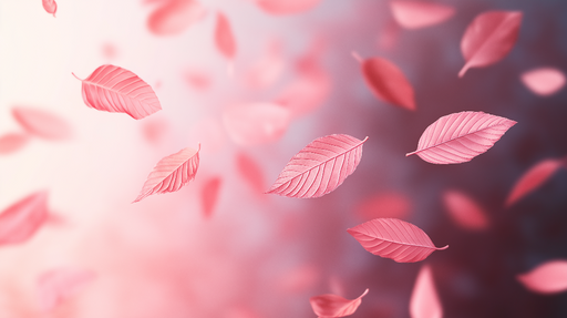 Papier peint feuilles roses Douces feuilles sur fond flou