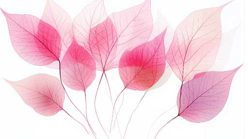 Papier peint feuilles roses Feuilles délicates et translucides
