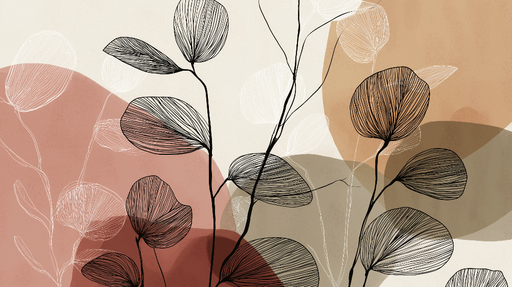 Papier peint feuilles stylisées Design graphique subtil avec des formes organiques