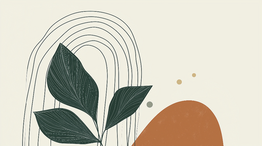 Papier peint feuilles stylisées Design moderne avec formes organiques et feuillage