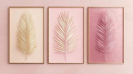 Papier peint feuilles stylisées Élégance des palmes en tons doux