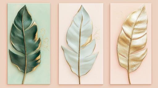 Papier peint feuilles stylisées Élégance moderne avec des nuances dorées