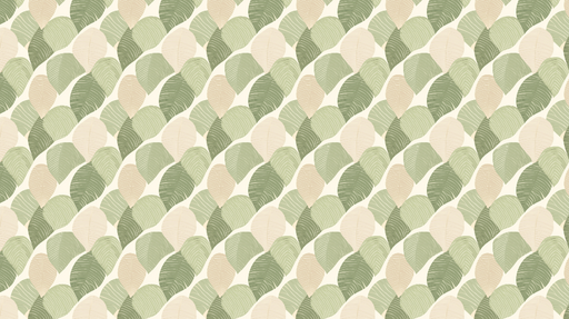 Papier peint feuilles stylisées Motif de feuilles vertes et beige en nuances douces