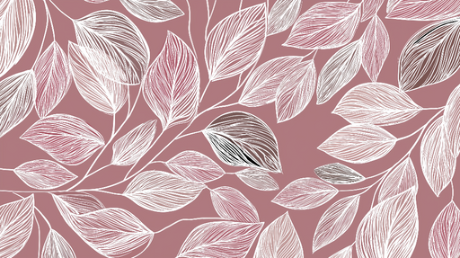 Papier peint feuilles stylisées Motif élégant de feuilles sur fond rose