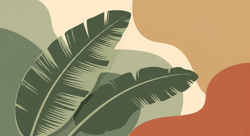 Papier peint feuilles stylisées Motifs organiques avec des nuances de vert et des formes abstraites