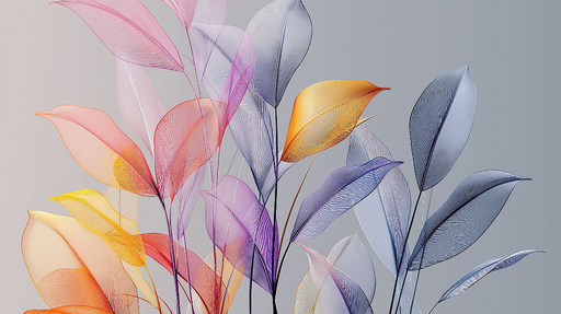 Papier peint feuilles translucides Douces tonalités pastel et légèreté aérienne