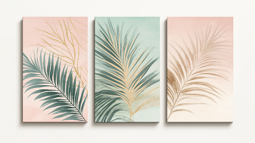 Papier peint feuilles tropicales Élégantes silhouettes de feuilles sur des fonds pastel