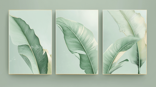 Papier peint feuilles tropicales Feuilles délicates aux nuances de vert rafraîchissantes