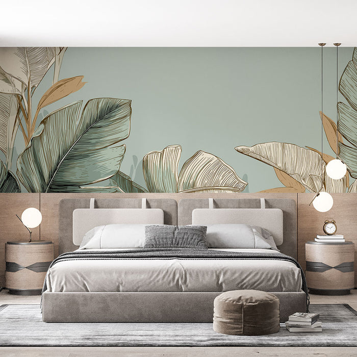 Papier peint feuilles tropicales | Feuilles élégantes sur fond pastel
