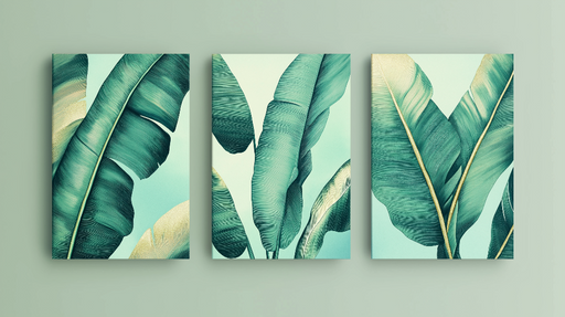 Papier peint feuilles tropicales Feuilles luxuriantes avec détails dorés