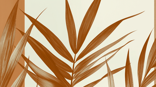 Papier peint feuilles tropicales Feuilles stylisées en nuances de brun sur fond doux