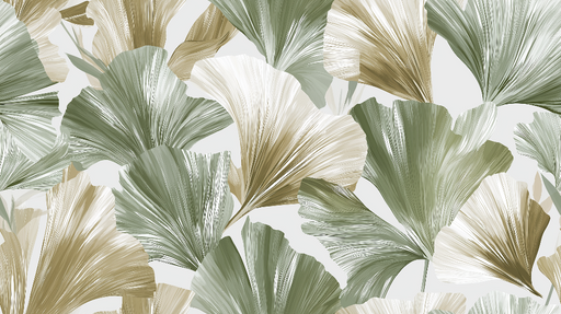 Papier peint feuilles tropicales Grands feuilles dans des tons verts et beige