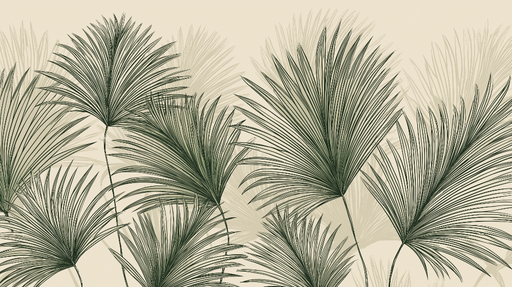 Papier peint feuilles tropicales Motif de palmiers élégants sur fond beige