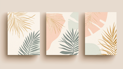 Papier peint feuilles tropicales Motifs de feuillage délicat et couleurs pastel