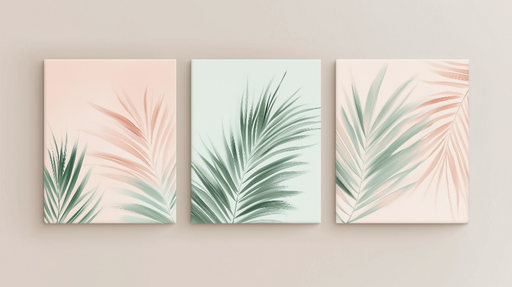 Papier peint feuilles tropicales Motifs délicats de palmiers sur fonds pastel