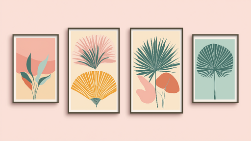 Papier peint feuilles tropicales Motifs modernes de plantes et couleurs pastel