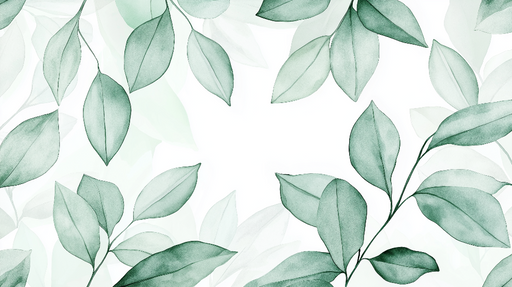 Papier peint feuilles vertes Fond blanc et ton pastel