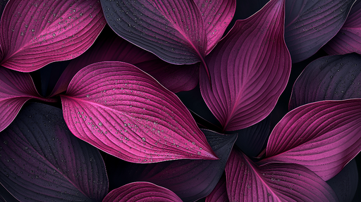 Papier peint feuilles violettes Feuilles élégantes avec gouttes d'eau