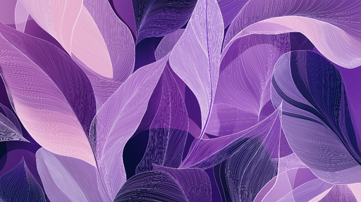 Papier peint feuilles violettes Motifs délicats sur fond pastel