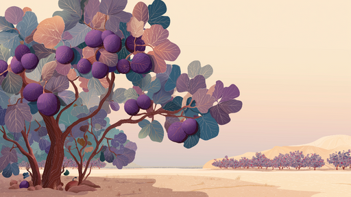 Papier peint figuier Un élégant figuier aux fruits violets et aux feuilles délicates