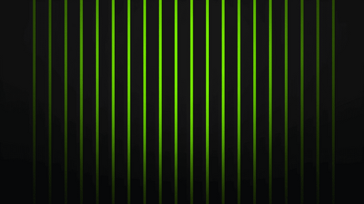 Papier peint fines rayures verticales Vert fluo dégradé sur fond noir