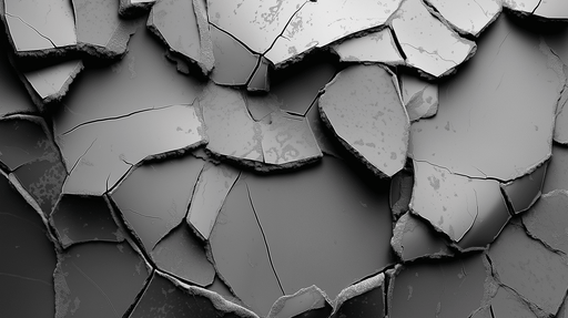 Papier peint fissures Motif de fractures en noir et gris