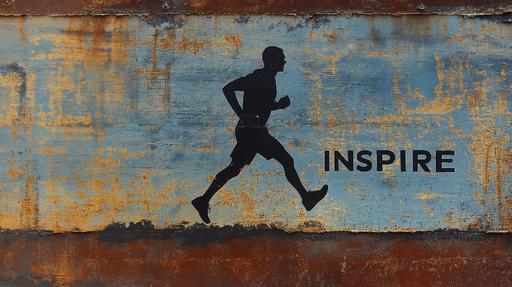 Papier peint fitness Silhouette d'un coureur avec le mot 'INSPIRER' sur fond vintage