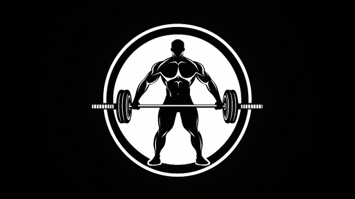 Papier peint fitness Silhouette musclée avec haltère en noir et blanc