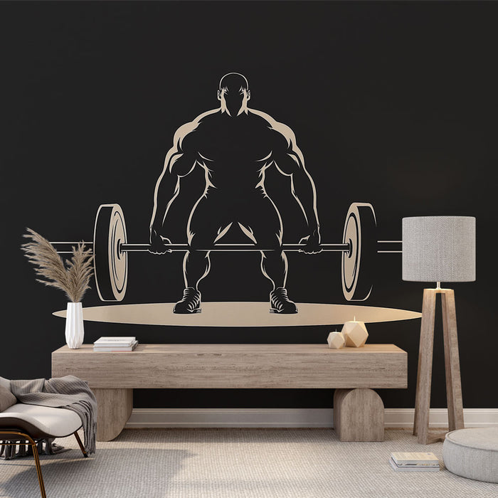 Papier peint fitness | Silhouette puissante d'un haltérophile en action