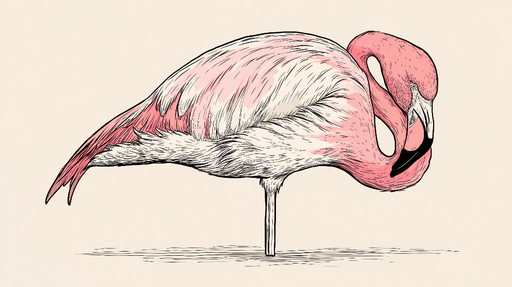 Papier peint flamant rose Illustration stylisée d'un flamant rose sur fond clair