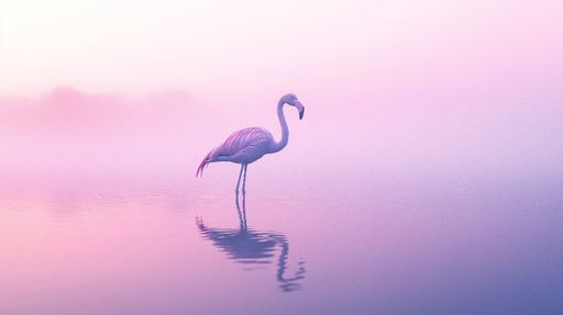 Papier peint flamant rose Silhouette de flamant dans une brume pastel