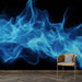 Papier peint flamme bleue avec effet de vagues lumineuses et fluides pour décoration murale moderne.