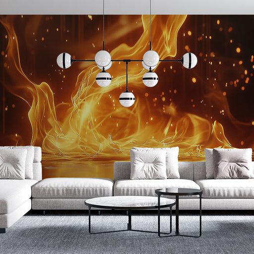 Papier peint mural avec effets de flammes éclatantes et dynamiques pour salon moderne