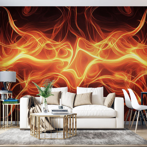 Papier peint abstrait avec motifs de flammes éclatantes pour salon moderne et design