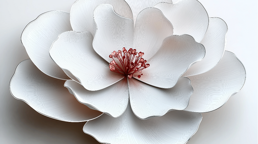 Papier peint fleur blanche Élégante fleur stylisée aux pétales délicats