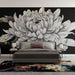 Papier peint floral noir et blanc avec illustration délicate de fleur pour chambre élégante
