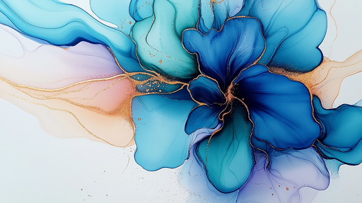 Papier peint fleur bleue Éclat délicat avec nuances aquatiques