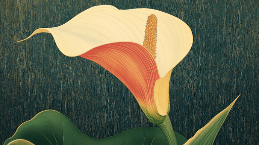 Papier peint fleur de cala Motif délicat de fleur de cala sur fond bleu