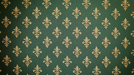 Papier peint fleur de lys Vert Émeraude et Or