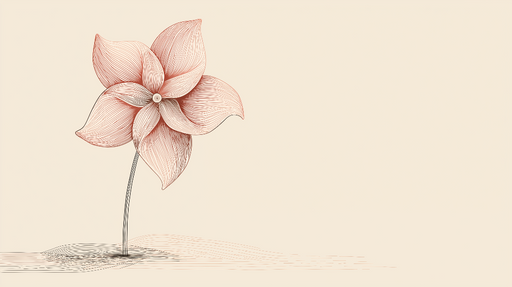 Papier peint fleur Élégante fleur aux pétales délicats sur fond beige léger