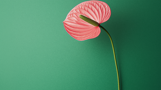 Papier peint fleur Fleurs d'anthurium roses sur un fond vert