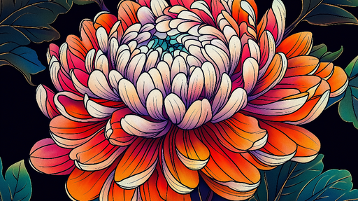 Papier peint fleur Grande fleur épanouie aux teintes vives