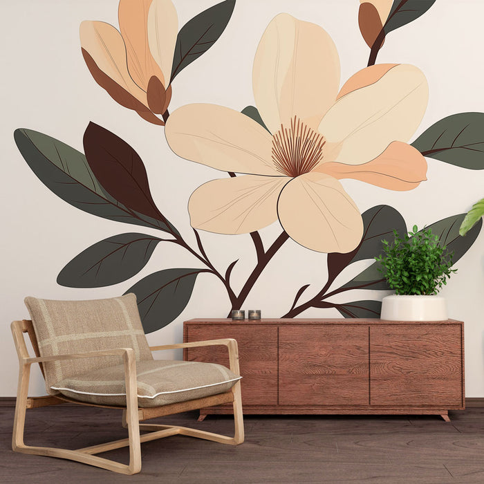 Papier peint fleur magnolia | Design élégant et apaisant