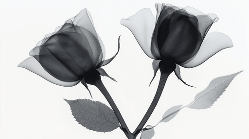 Papier peint fleur noir et blanc Duo de roses