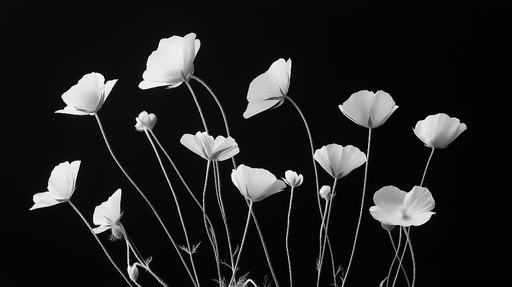 Papier peint fleur noir et blanc Fleurs sauvages en panoramique
