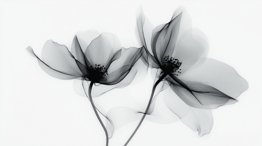 Papier peint fleur noir et blanc Translucide